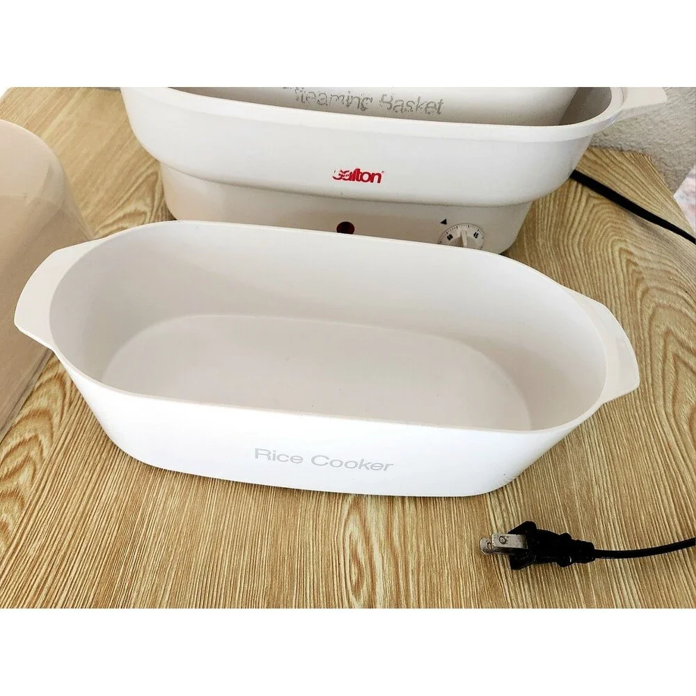 Vintage Electric SALTON Rice Cooker Veggie Steamer 2 Baskets Lid Tested ***